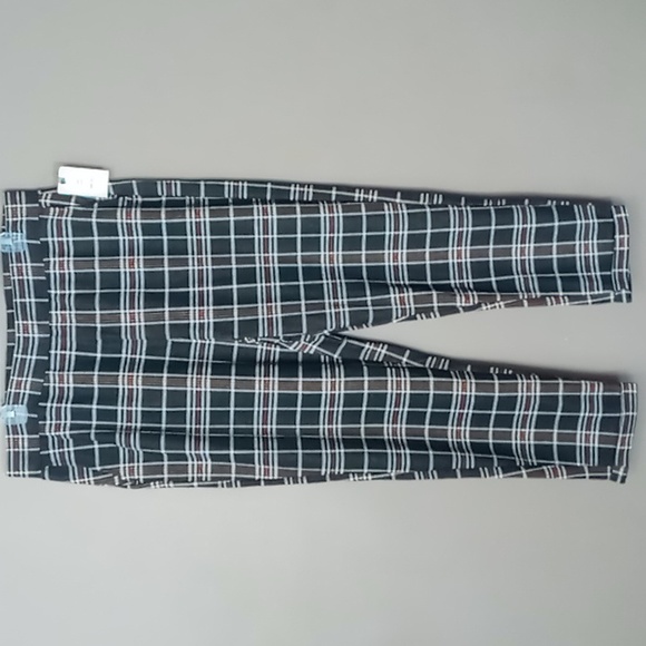 Terra & Sky Pants - Terra & Sky Double Knit Black Plaid Pull On Pants 0X (14W) NWT